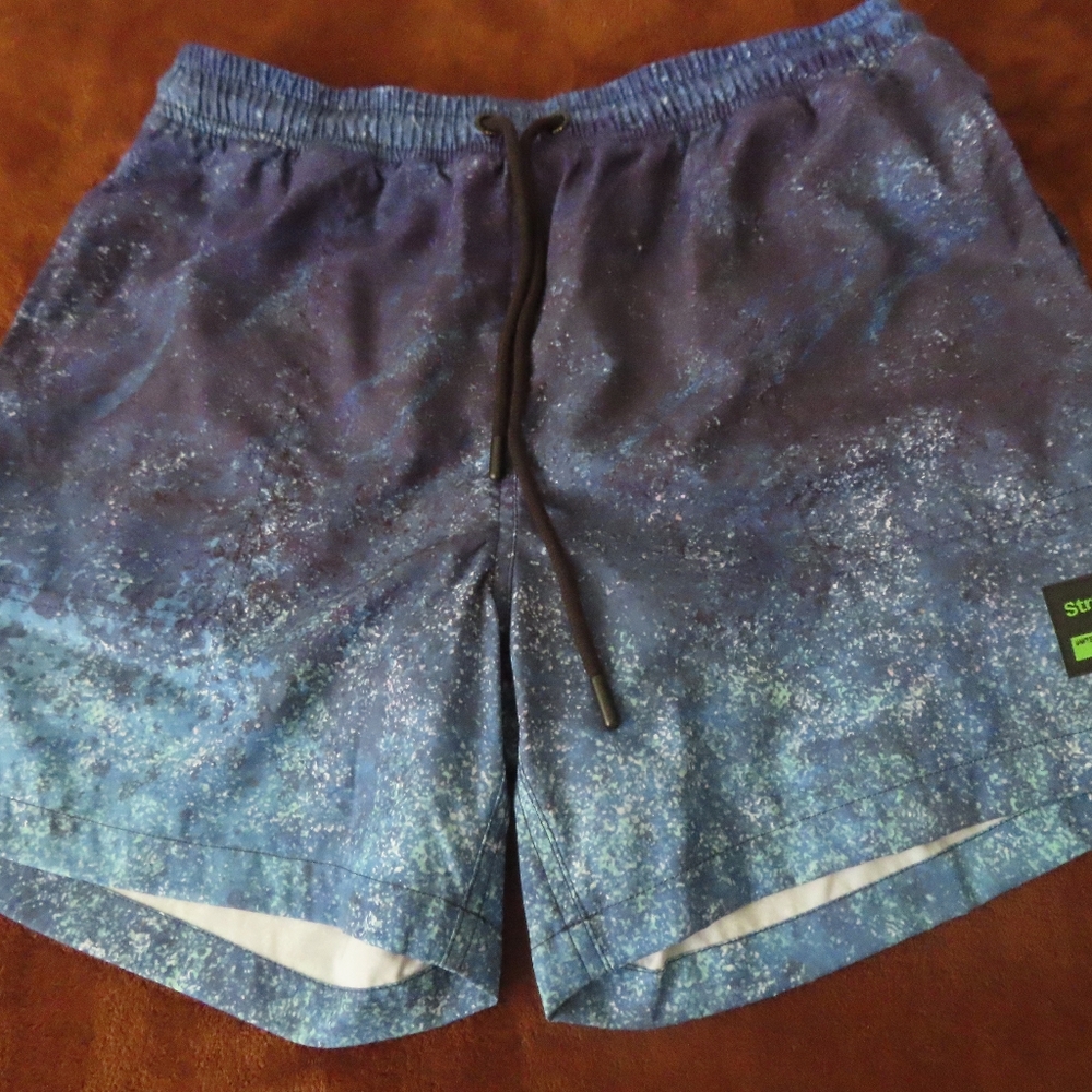 Strangers Only Mens Brief Lined print Swim Shorts 5" Small limited 225 units